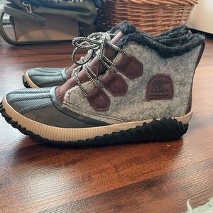 Sorel Gray and Brown Rain & Snow Boots with Waterproof Design